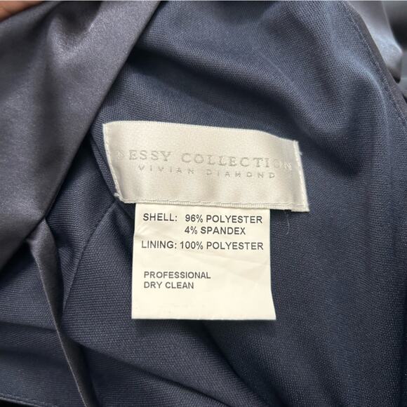 NWT Dessy Collection Cap Sleeve Blouson Faux Wrap Maxi Dress Midnight Navy Blue - Picture 5 of 10